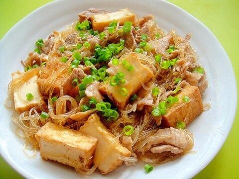 【中華ごま】厚揚げと春雨豚肉の炒め煮